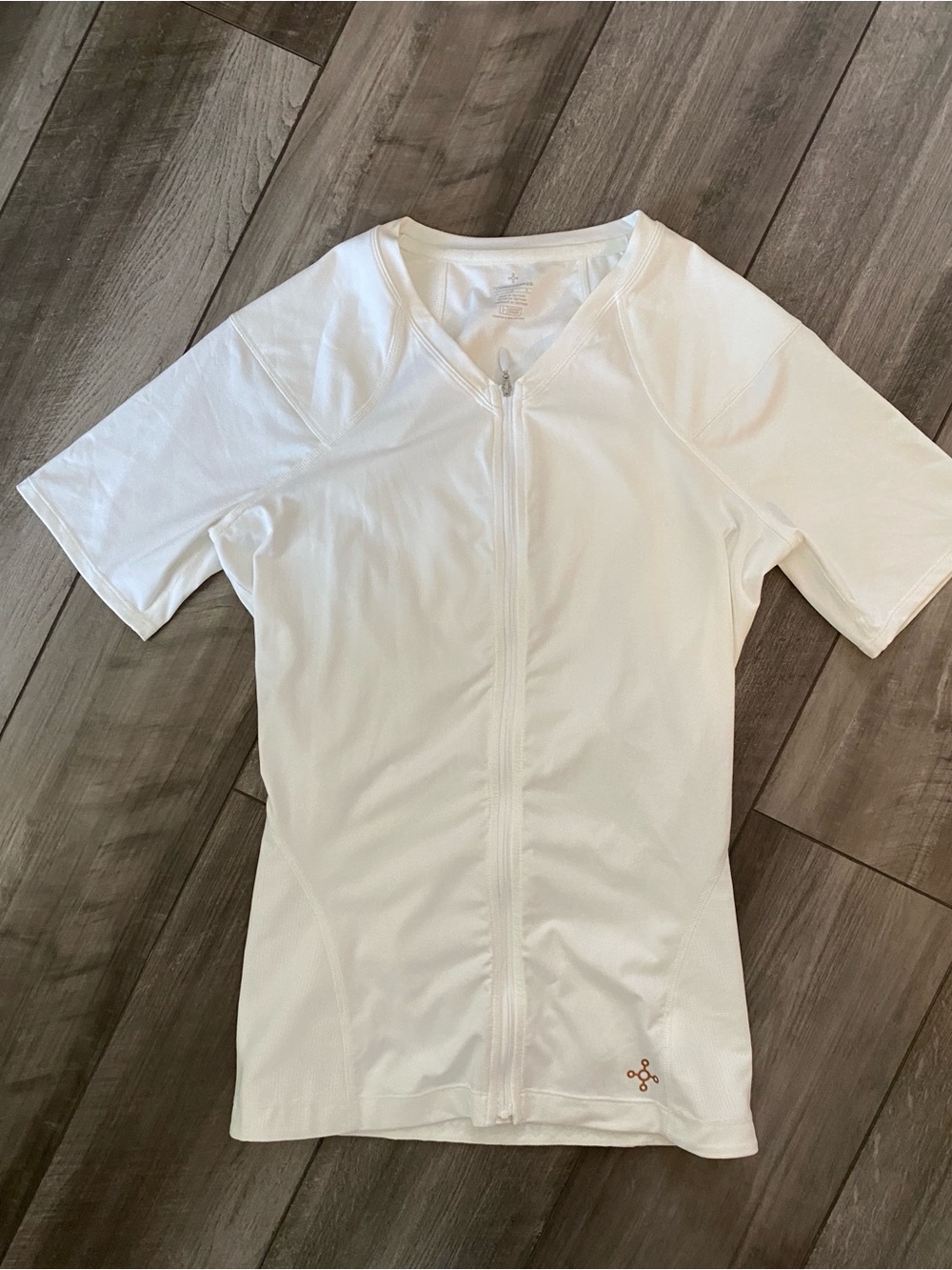 Tommie Copper Women's White Shapewear Shaping Top Full Zip Front, Size L